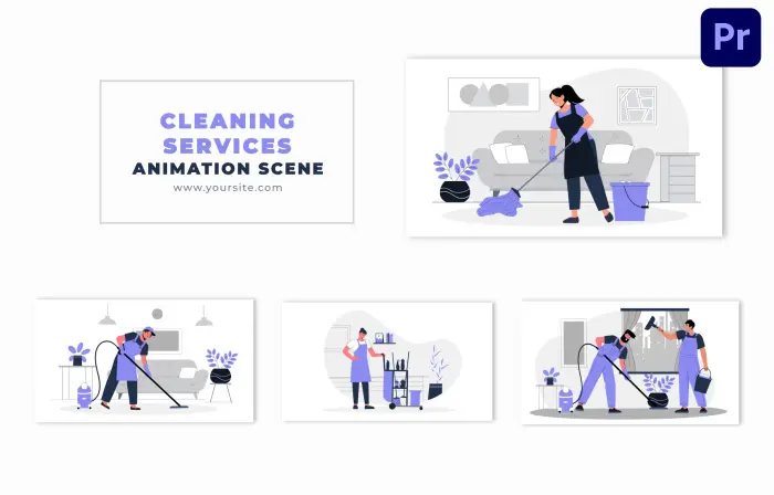 Cleaning Company Promo 2D Character Animation Scene